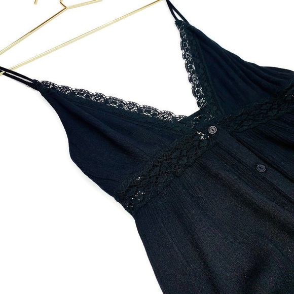 Black Boho Lace Panel Maxi Dress - Picture 3 of 6